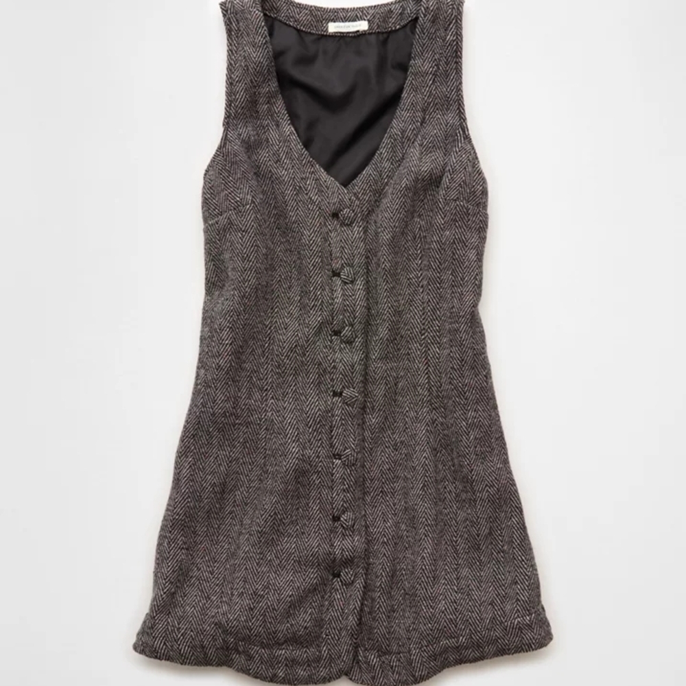AE Button-Front Pinafore Mini Dress